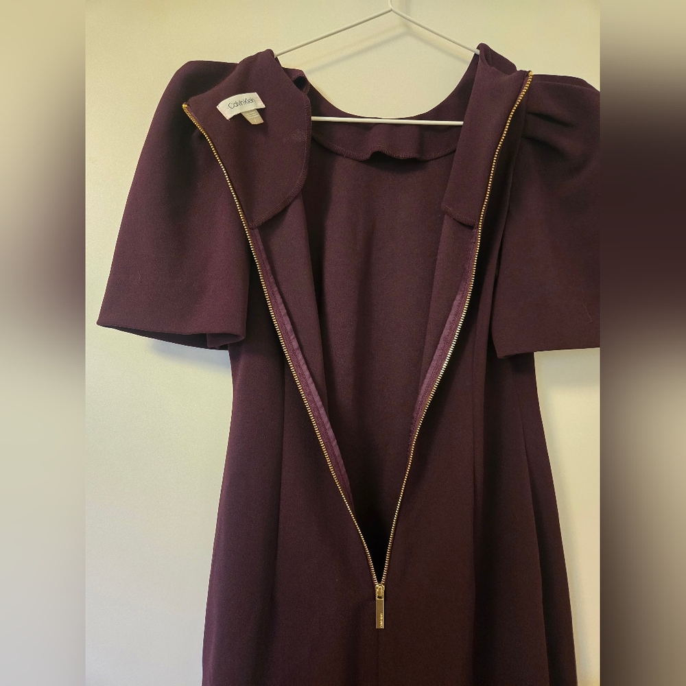 EUC Calvin Klein Dark‎ Purple Short Sleeve Dress - Picture 5 of 6